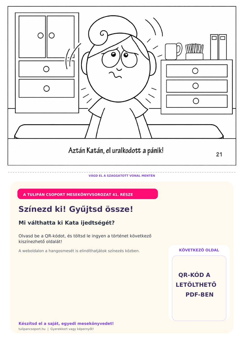 Katán eluralkodik a pánik az orvosnál – ingyenes nyomtatható színező óvodásoknak